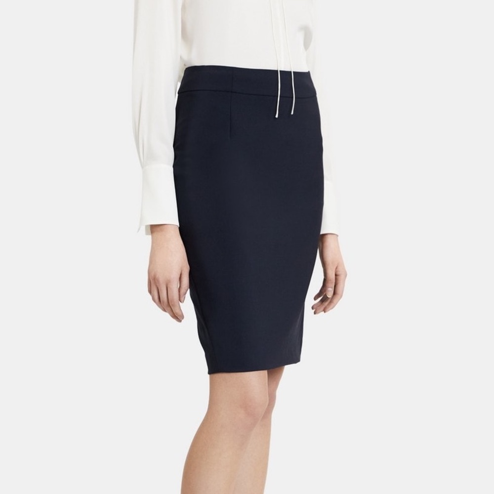 Theory Navy Joanie sevona wool skirt, size 2